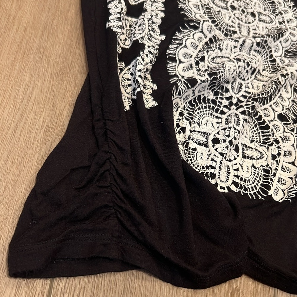 Venus Tunic Top Cold Shoulder Asymmetrical Sleeves Ruched Sides - Picture 7 of 11